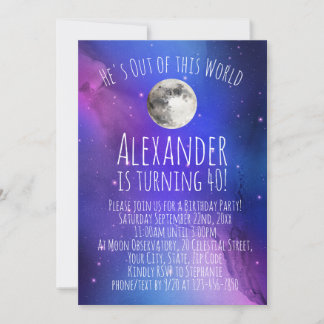 Celestial Moon Astronomy 40th Birthday Party Invitation