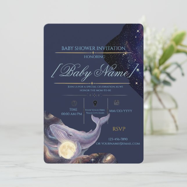 Celestial Moon Baby Shower Invitation (Standing Front)