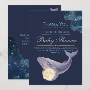 Celestial Moon Baby Shower Thank You Card   Whale 