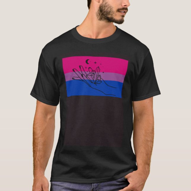 Celestial Moon Bisexual Pride Flag Crystal Collect T-Shirt (Front)