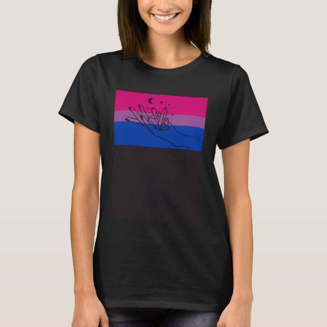 Celestial Moon Bisexual Pride Flag Crystal Collect T-Shirt (Front)