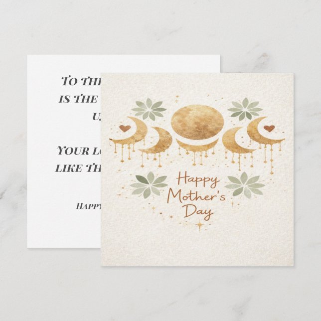 Celestial Moon Boho Mother's Day Card (Front/Back)