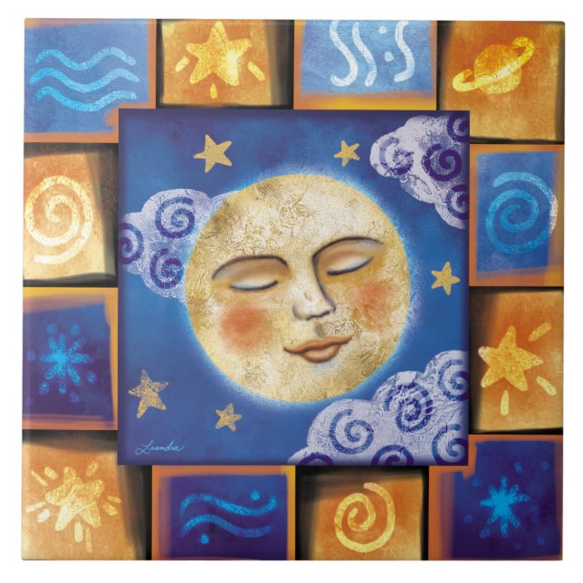 Celestial Moon Ceramic Tile (Front)