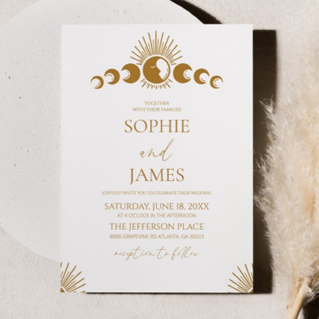 Celestial Moon Cycle Minimal Elegant Wedding Invitation (Creator Uploaded)