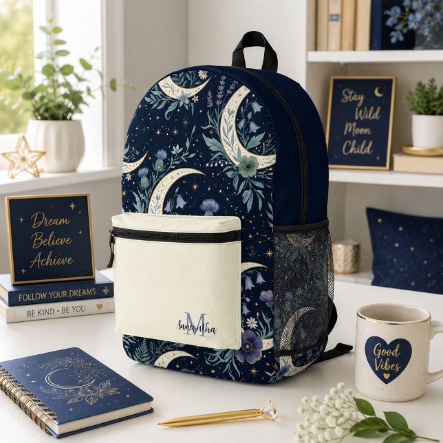 Celestial Moon & Floral Backpack  (Creator Uploaded)