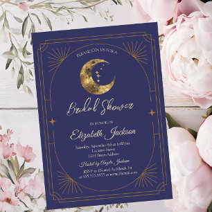 Celestial Moon Frame Violet Bridal Shower Invitation