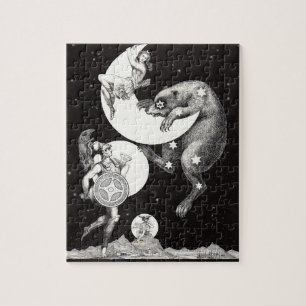 Celestial Moon Goddess Luna Ursa Major and Mars Jigsaw Puzzle