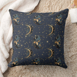 Celestial Moon Gold Starry Night Pattern (3) Cushion