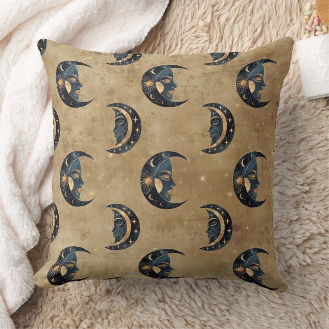 Celestial Moon Gold Starry Night Pattern (5) Cushion (Blanket)