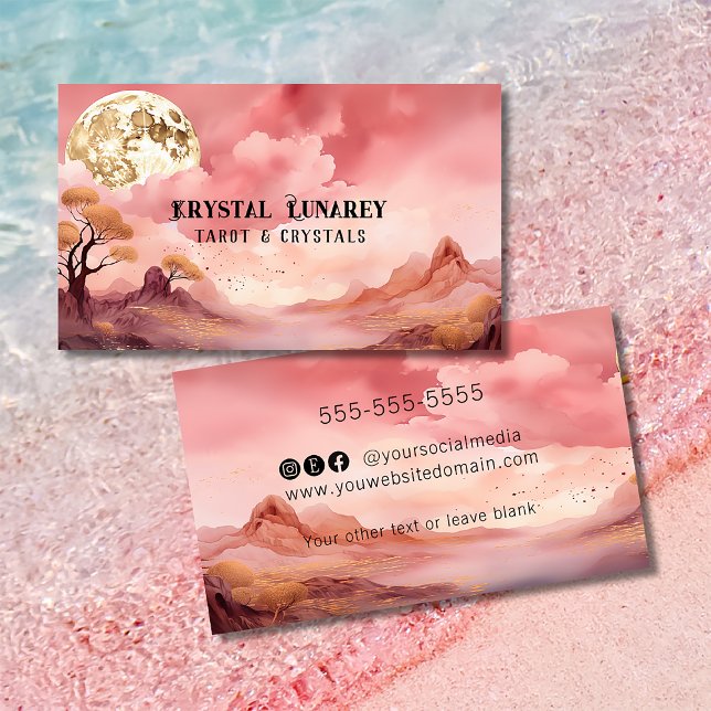 Celestial Moon in Pink Holistic Health Business Card (Creator Uploaded)