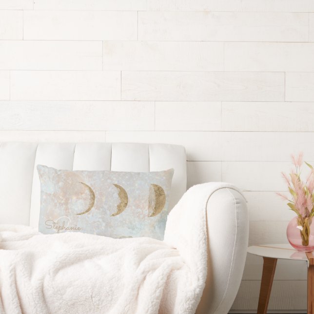 Celestial Moon Monogram Elegant Bolster Pillow (Couch)