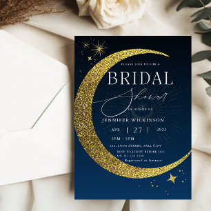 Celestial Moon Mystical Starry Night Bridal Shower Invitation