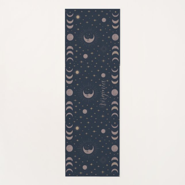 Celestial Moon Pattern | Cosmic Custom Women’s  Yoga Mat (Front)