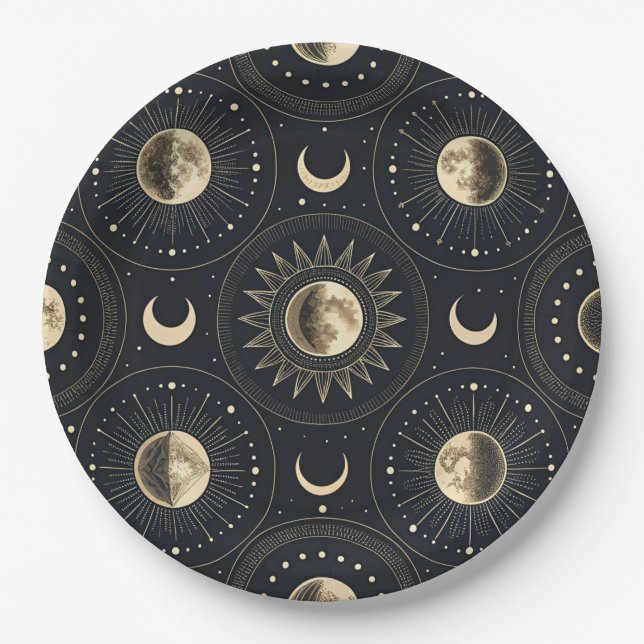 Celestial Moon Phase (4) Paper Plate (Front)