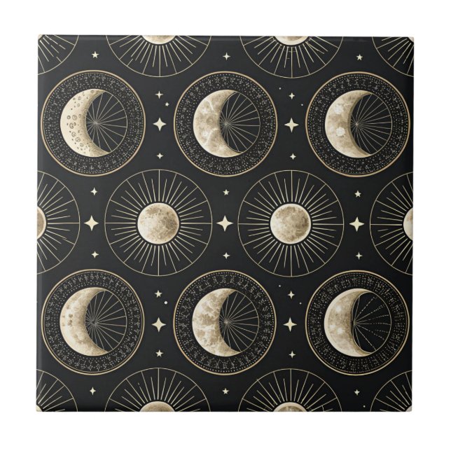 Celestial Moon Phase (5) Ceramic Tile (Front)