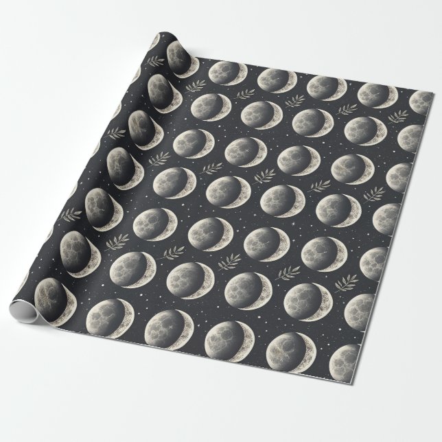 Celestial Moon Phase (6) Wrapping Paper (Unrolled)