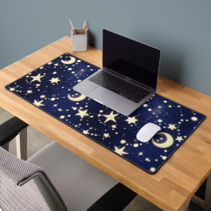 Celestial Moon Phase Astrology – Velvet Navy Desk Mat