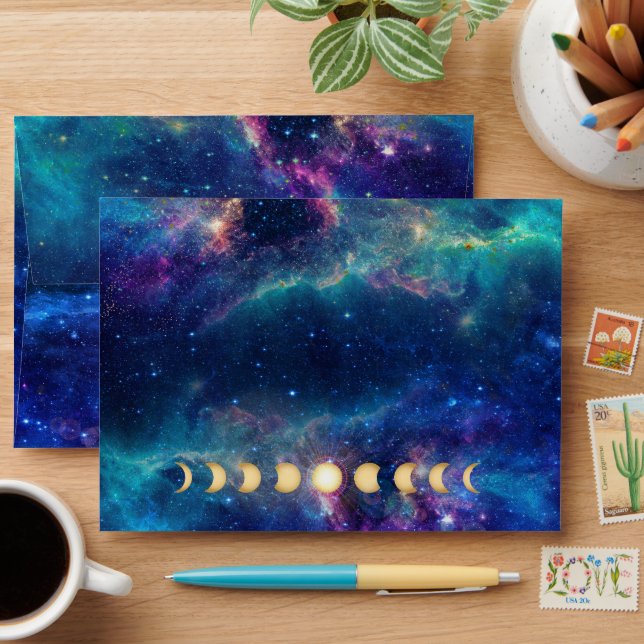 Celestial Moon Phase Galaxy Envelopes (Desk)