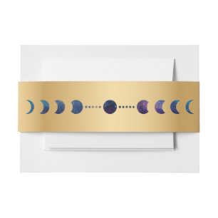 Celestial Moon Phase Golden Belly Band Invitation Belly Band
