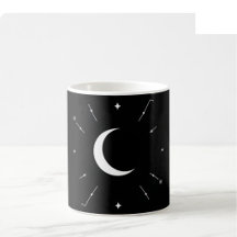 Celestial Moon Phase Mug - Black & White (Full Wra