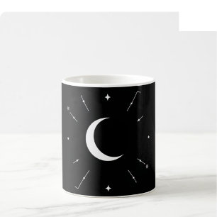 Celestial Moon Phase Mug - Black & White (Full Wra