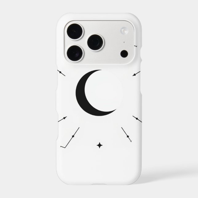 Celestial Moon Phase Phone Case - Mono & Silver (Back)