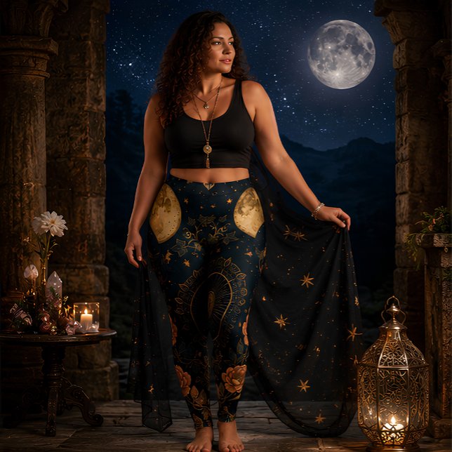 Celestial Moon Phases Botanical Astrology Leggings (Creator Uploaded)