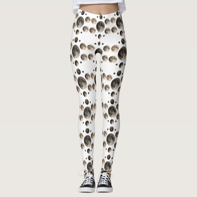 Celestial Moon Phases Mandala Astronomy Art Leggings (Front)