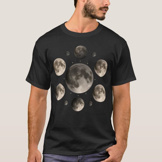 Celestial Moon Phases Mandala Astronomy Art T-Shirt (Front)