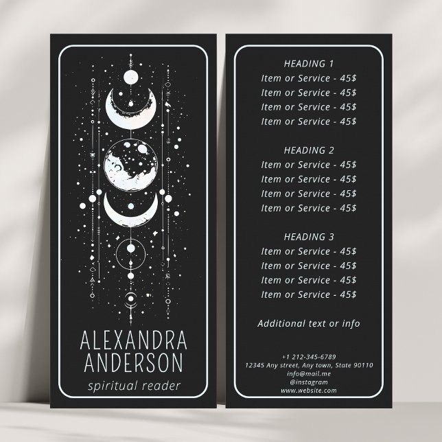 Celestial Moon Phases Mystical Holistic Spiritual Rack Card (Creator Uploaded)
