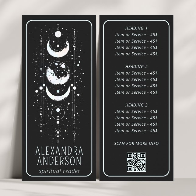 Celestial Moon Phases Mystical Spiritual QR Code  Rack Card (Creator Uploaded)
