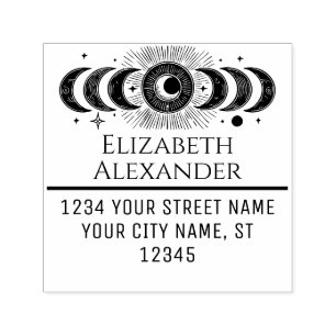 Celestial Moon Phases Name Return Address #1 Self-inking Stamp