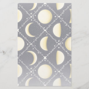 Celestial Moon Phases Pattern Stationery