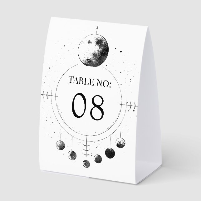 Celestial Moon Phases Wedding Table Number (Front)