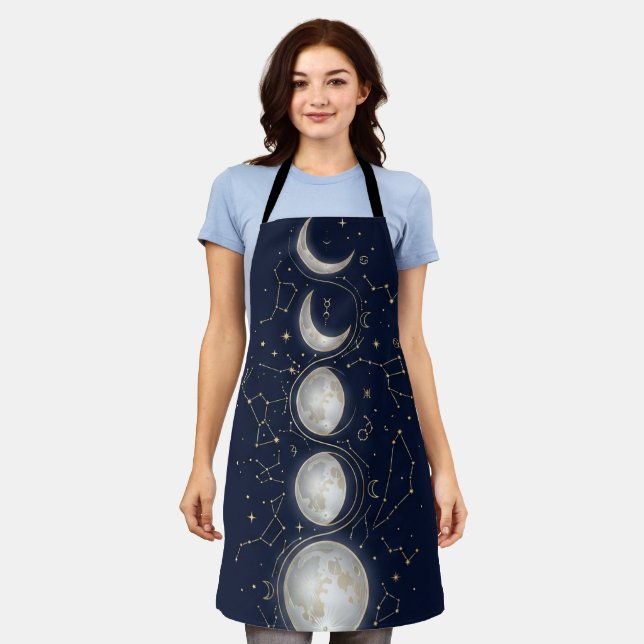 Celestial Moon Phases & Zodiac Constellation Apron (Worn)