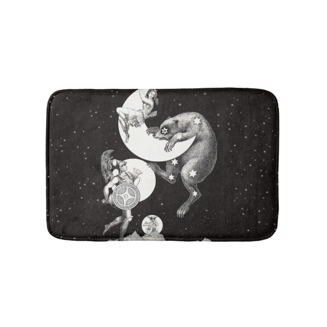 Celestial Moon Sky Universe God Night Illustration Bath Mat (Front)