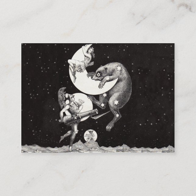 Celestial Moon Sky Universe God Night Illustration Business Card (Back)