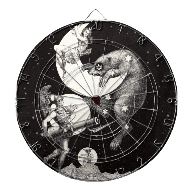 Celestial Moon Sky Universe God Night Illustration Dartboard (Front)
