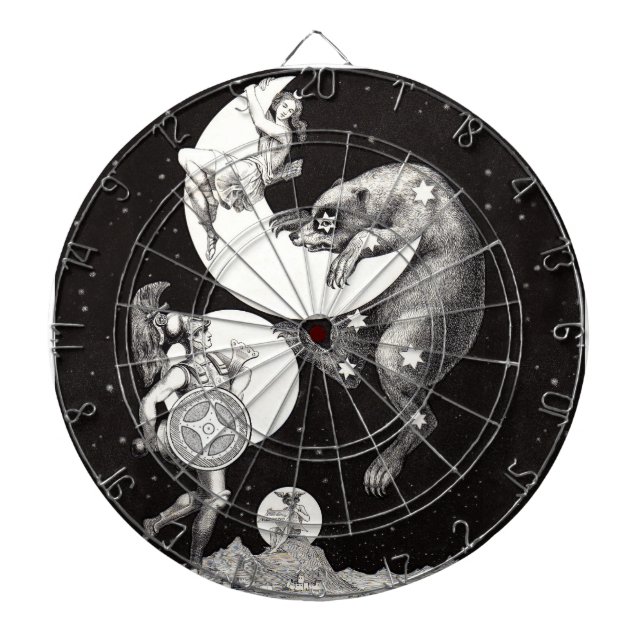 Celestial Moon Sky Universe God Night Illustration Dartboard (Front)
