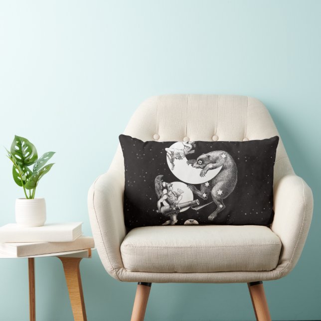 Celestial Moon Sky Universe God Night Illustration Lumbar Cushion (Chair)