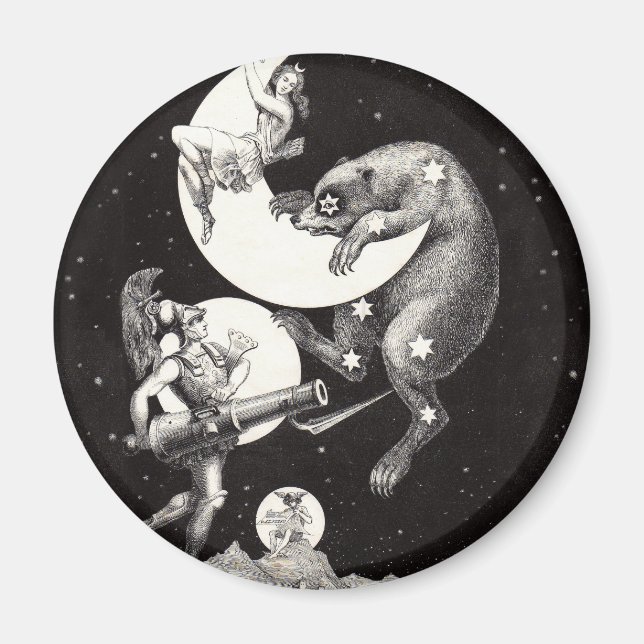 Celestial Moon Sky Universe God Night Illustration Magnet (Front)