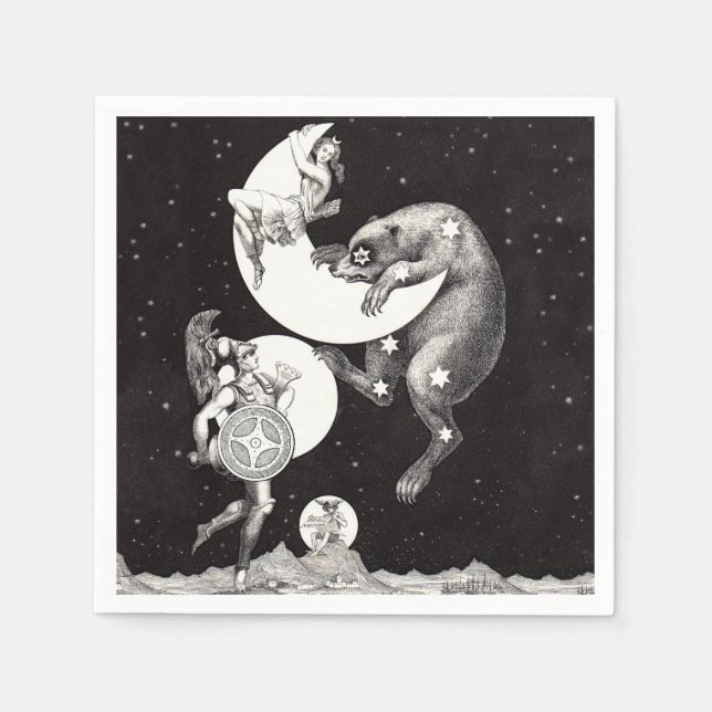 Celestial Moon Sky Universe God Night Illustration Napkin (Front)