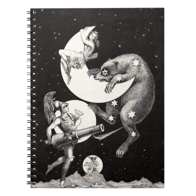 Celestial Moon Sky Universe God Night Illustration Notebook (Front)