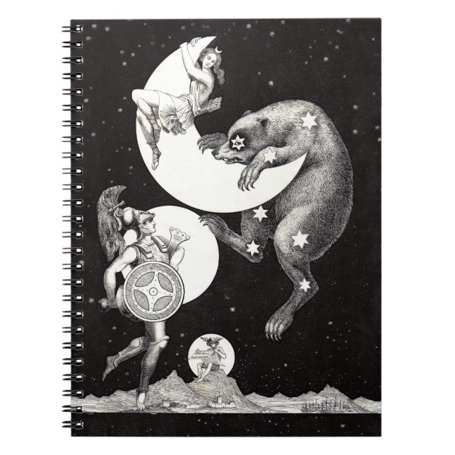 Celestial Moon Sky Universe God Night Illustration Notebook (Front)