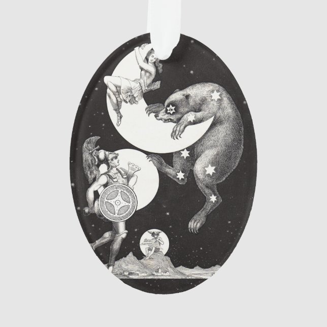 Celestial Moon Sky Universe God Night Illustration Ornament (Back)