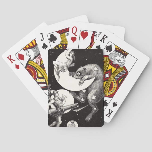 Celestial Moon Sky Universe God Night Illustration Playing Cards (Back)