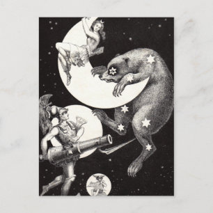 Celestial Moon Sky Universe God Night Illustration Postcard