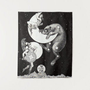 Celestial Moon Sky Universe God Night Illustration Tapestry