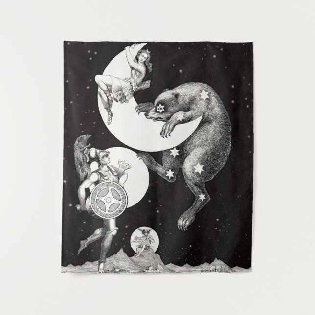 Celestial Moon Sky Universe God Night Illustration Tapestry (Front)