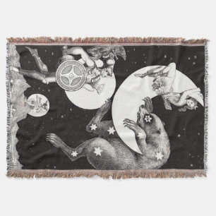 Celestial Moon Sky Universe God Night Illustration Throw Blanket